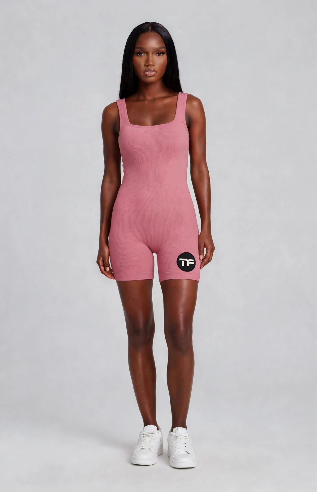 Women's Workout Ribbed Square Neck One-Piece Romper