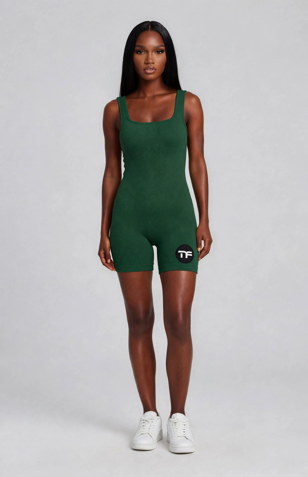 Women's Workout Ribbed Square Neck One-Piece Romper