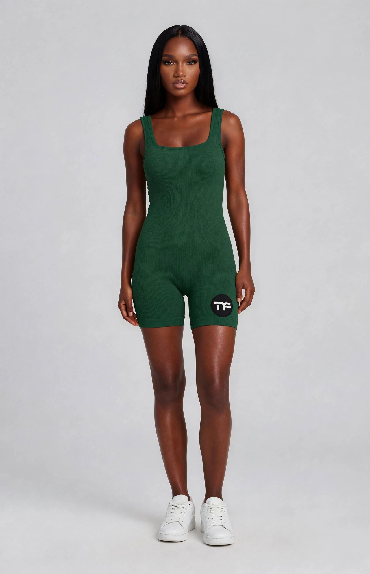 Women's Workout Ribbed Square Neck One-Piece Romper