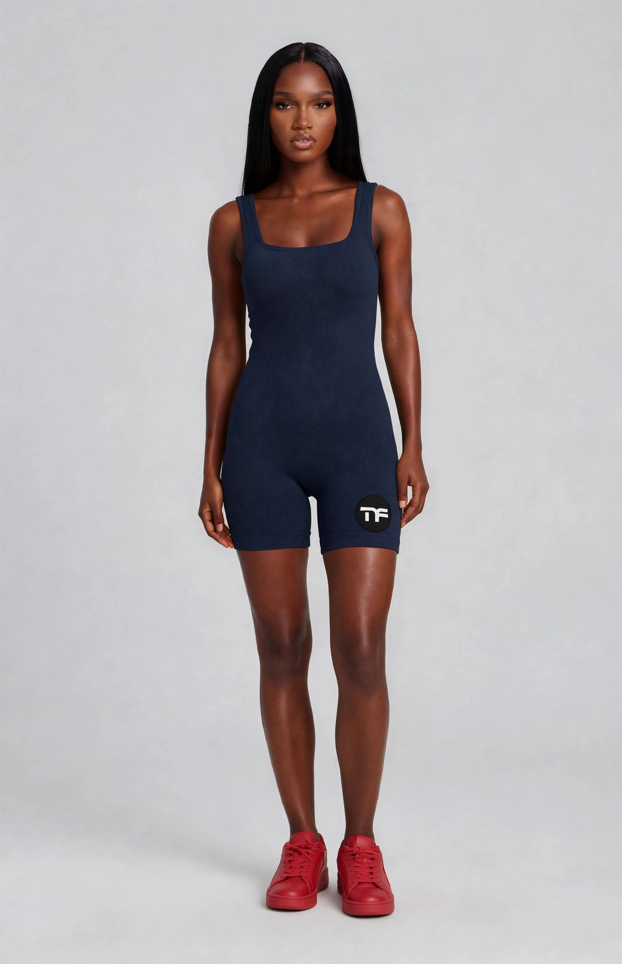 Women's Workout Ribbed Square Neck One-Piece Romper