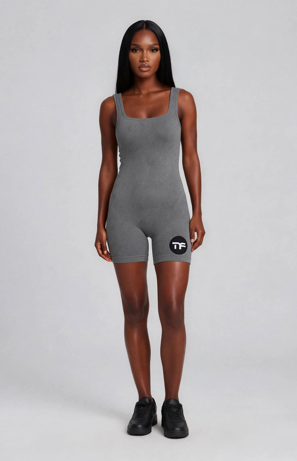 Women's Workout Ribbed Square Neck One-Piece Romper