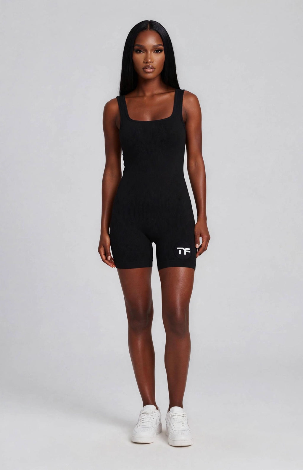 Women's Workout Ribbed Square Neck One-Piece Romper
