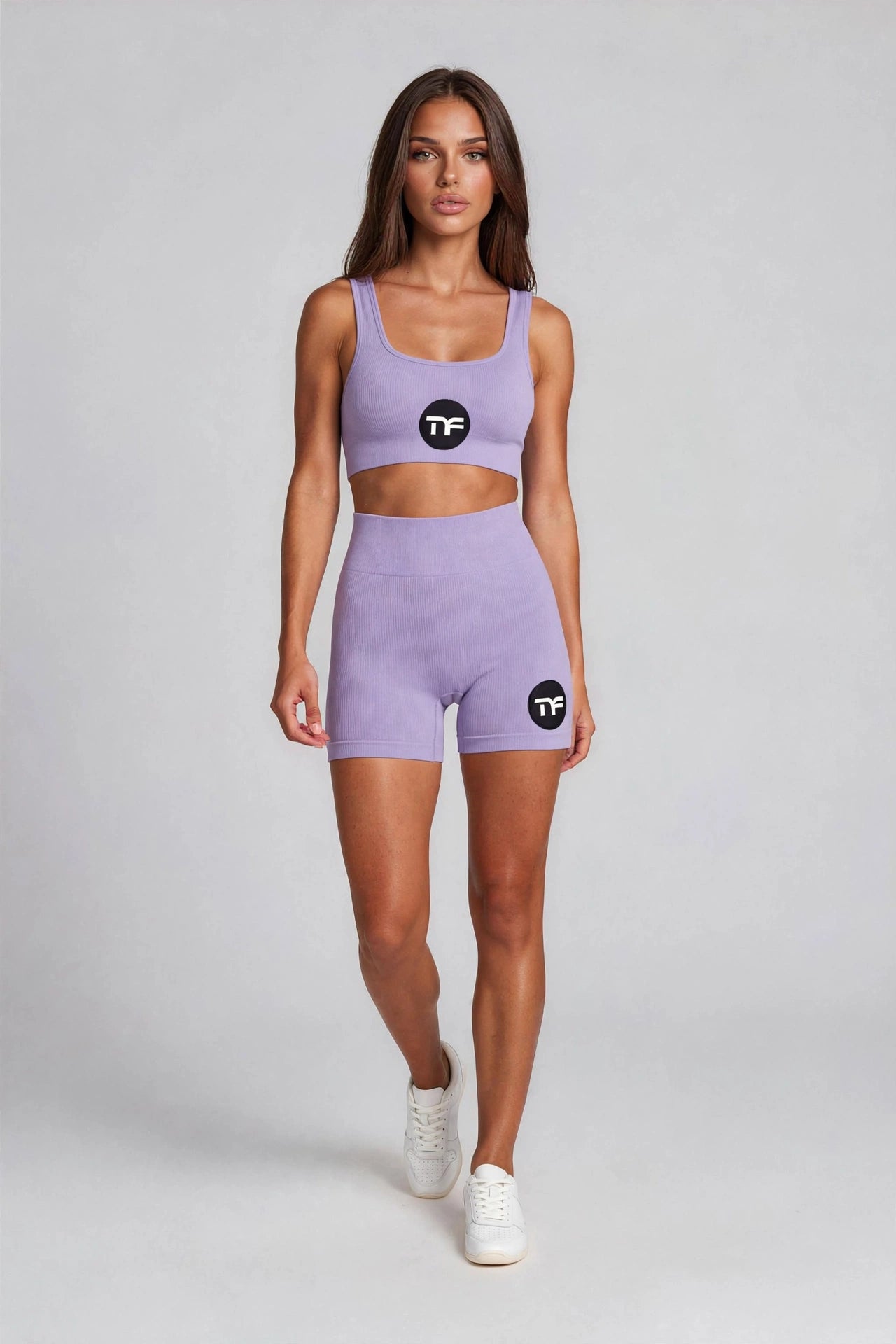 Two - Piece MF Athletic Ribbed Sports Bra & Shorts Set