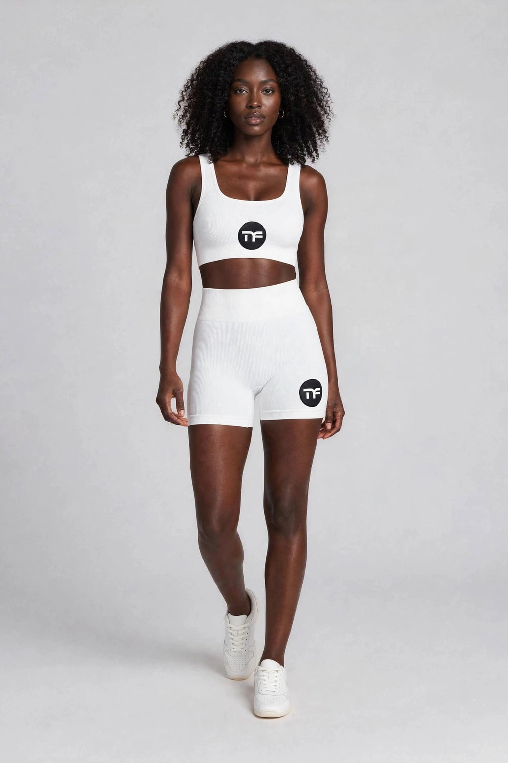 Two - Piece MF Athletic Ribbed Sports Bra & Shorts Set