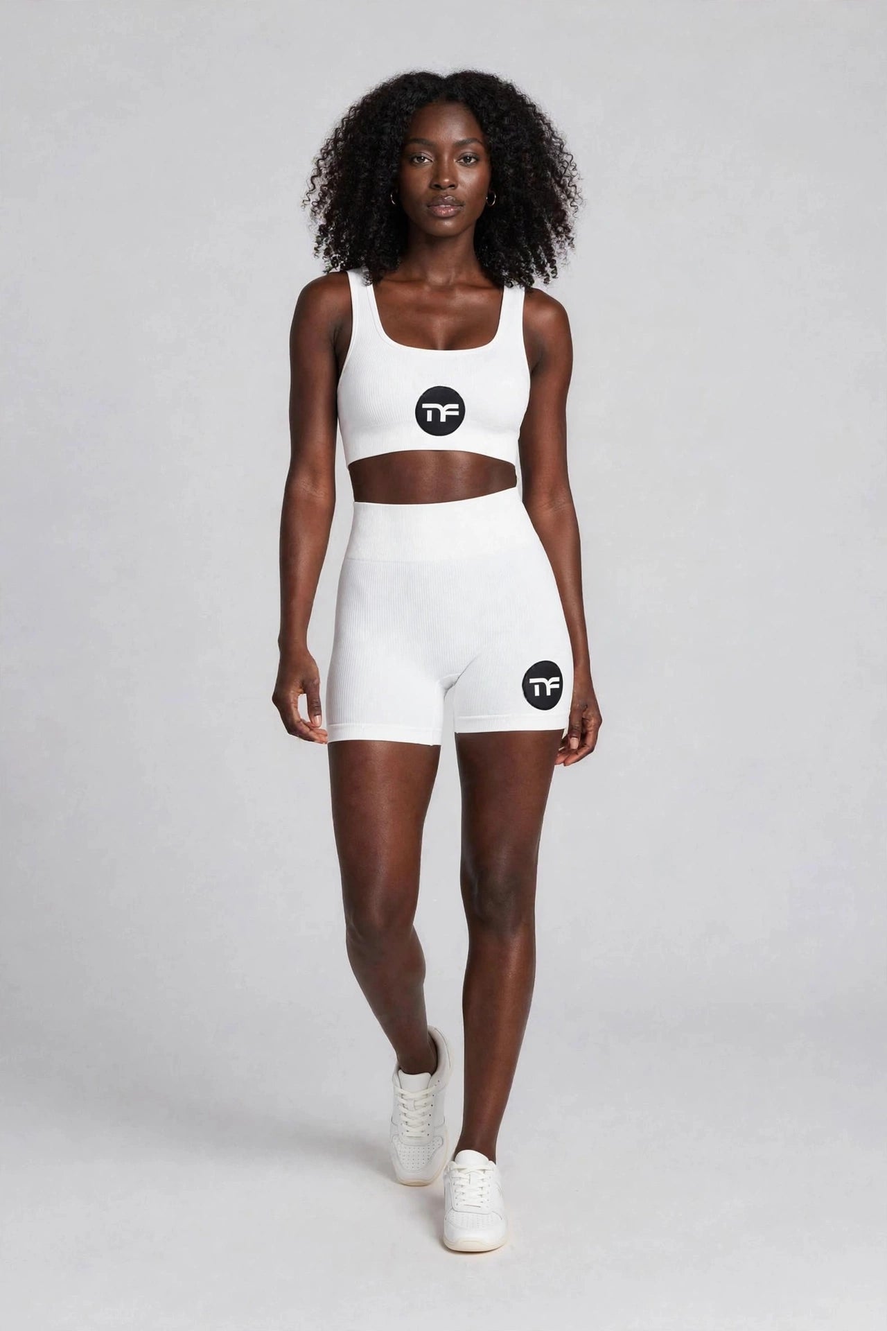 Two - Piece MF Athletic Ribbed Sports Bra & Shorts Set