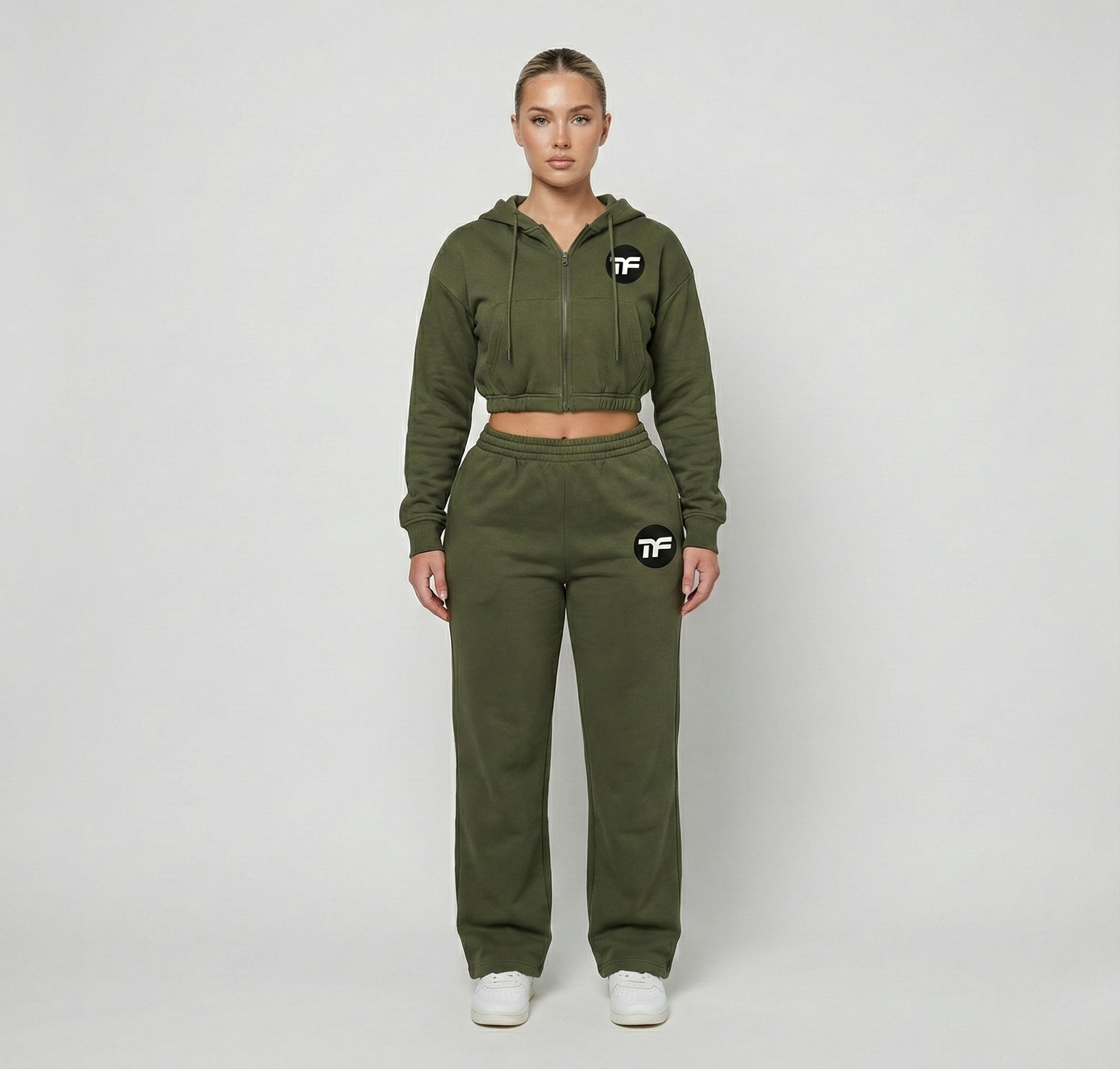 Women's 2-Piece Cropped Zip-Up Hoodie & Sweatpants Set