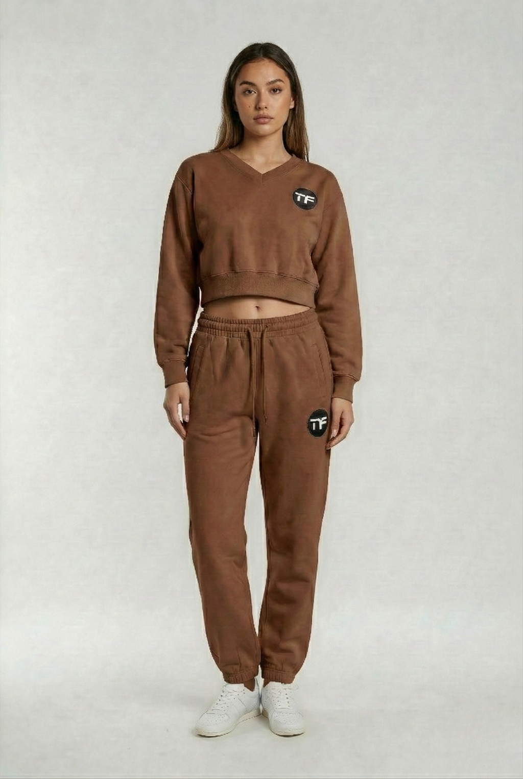 Women’s Crop 2 Piece V-neck Jogger Set