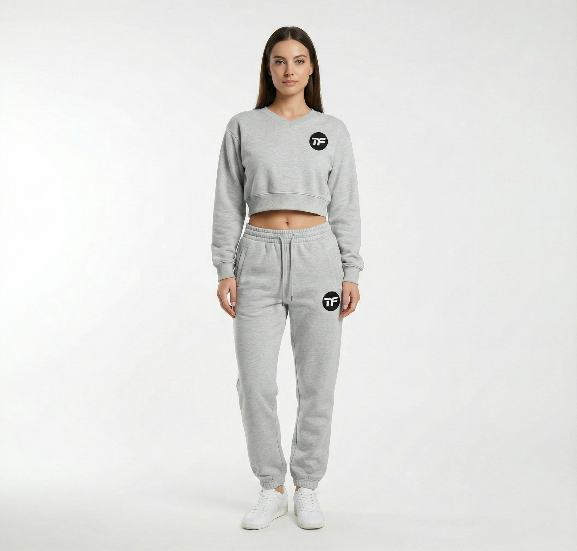 Women’s Crop 2 Piece V-neck Jogger Set
