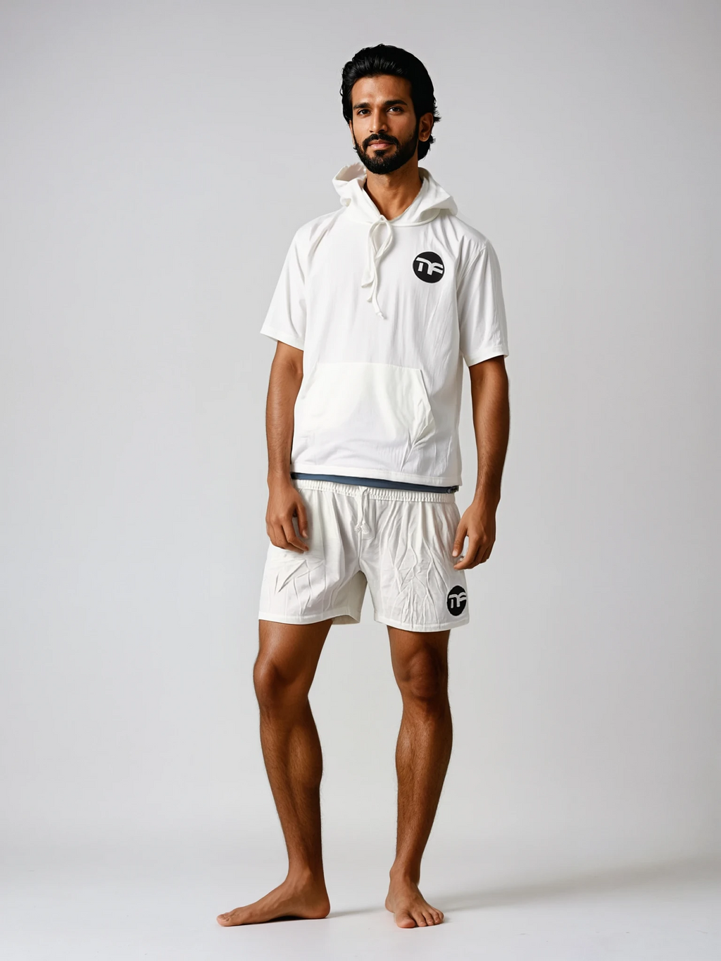 Two - Piece Hooded Athletic Shorts Set