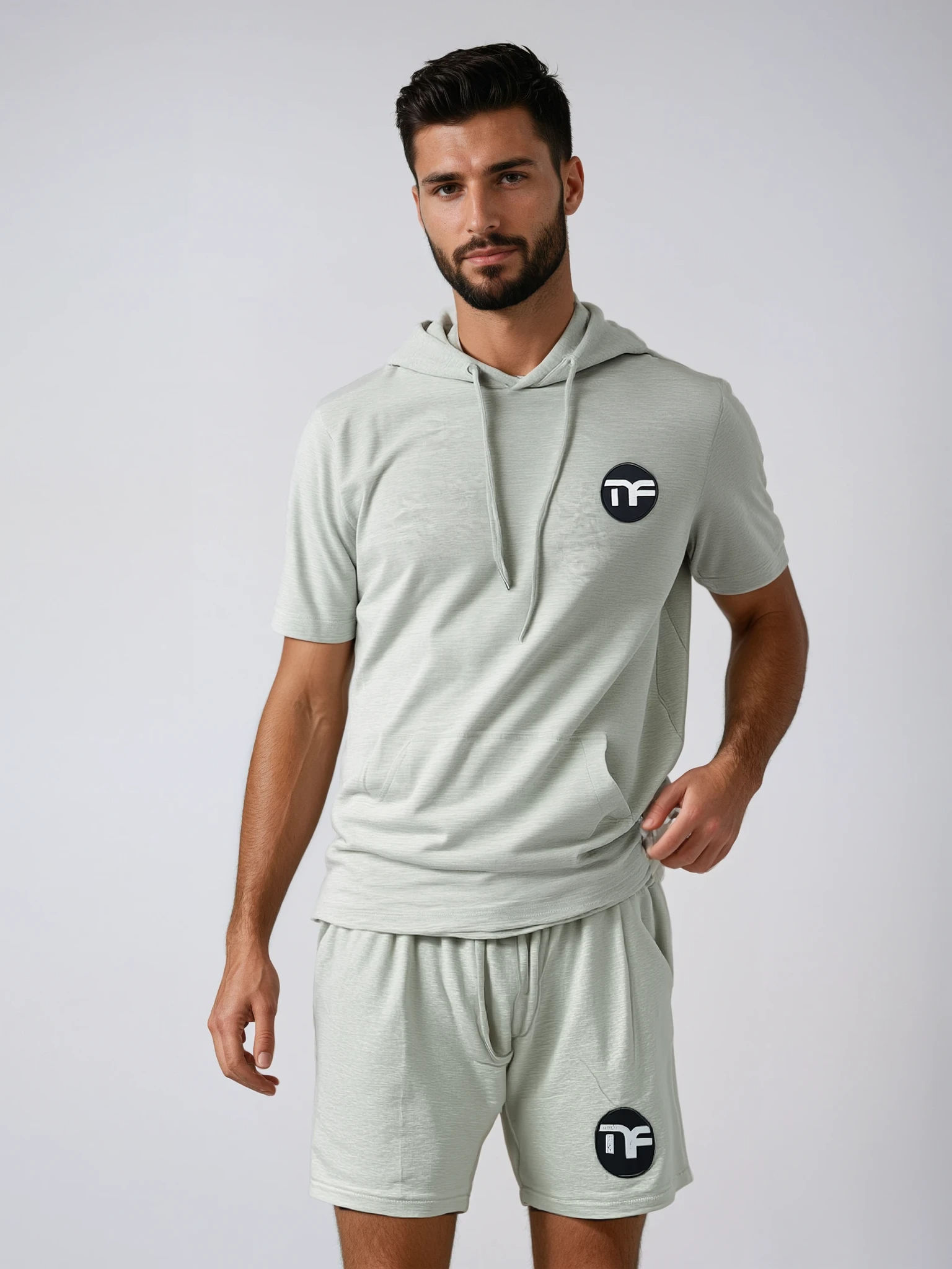Two - Piece Hooded Athletic Shorts Set