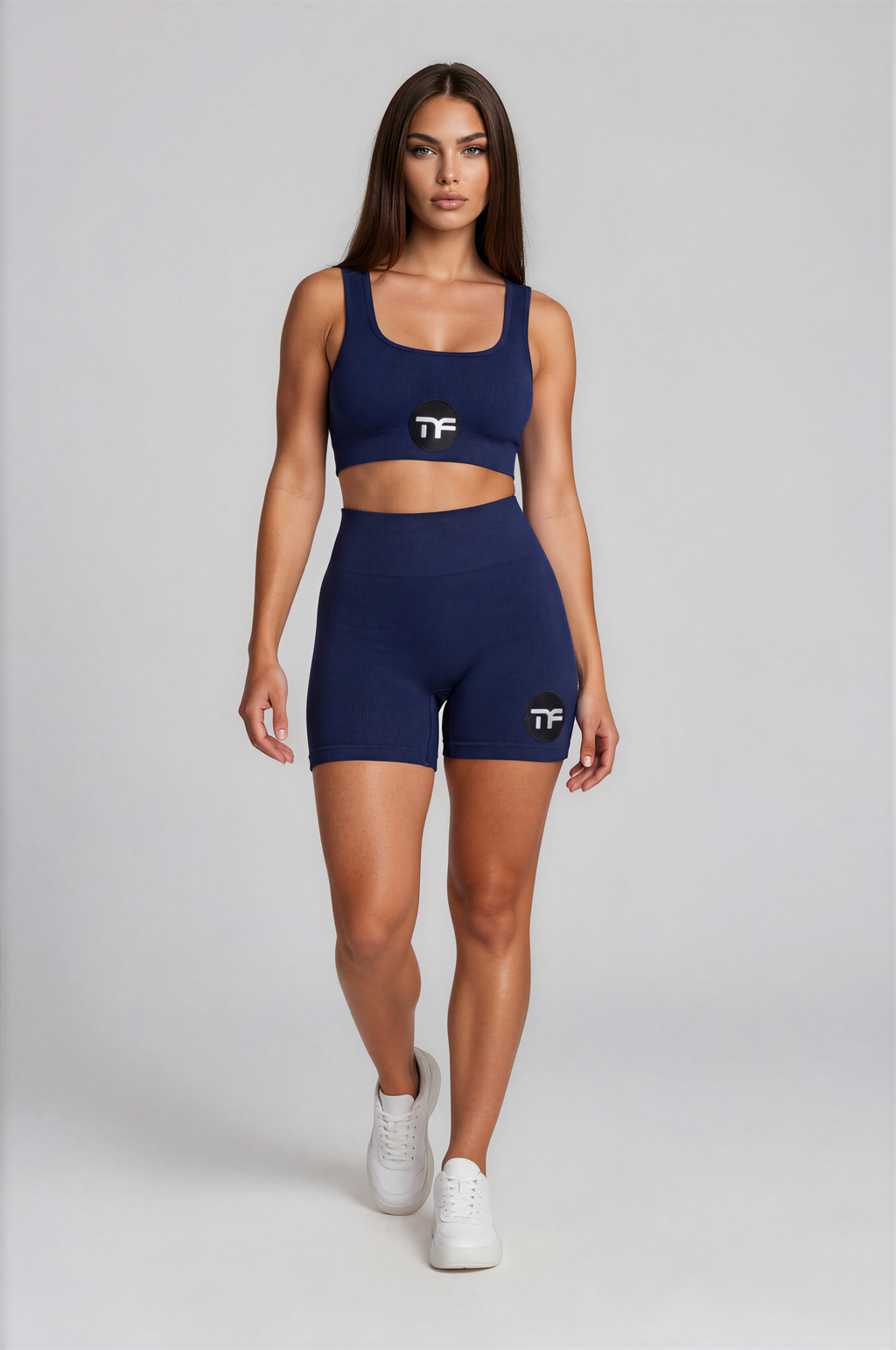 Two - Piece MF Athletic Ribbed Sports Bra & Shorts Set
