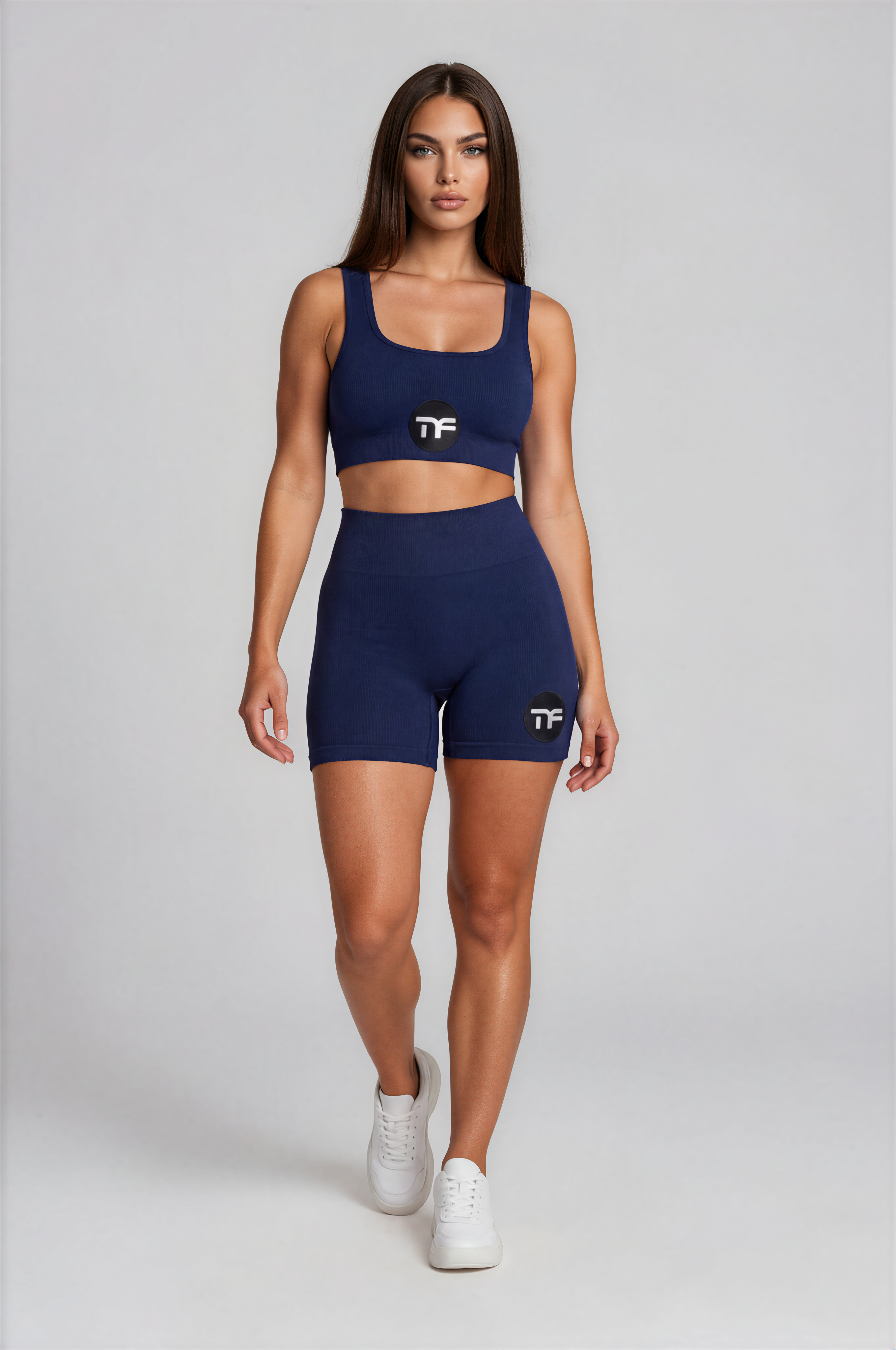 Two - Piece MF Athletic Ribbed Sports Bra & Shorts Set