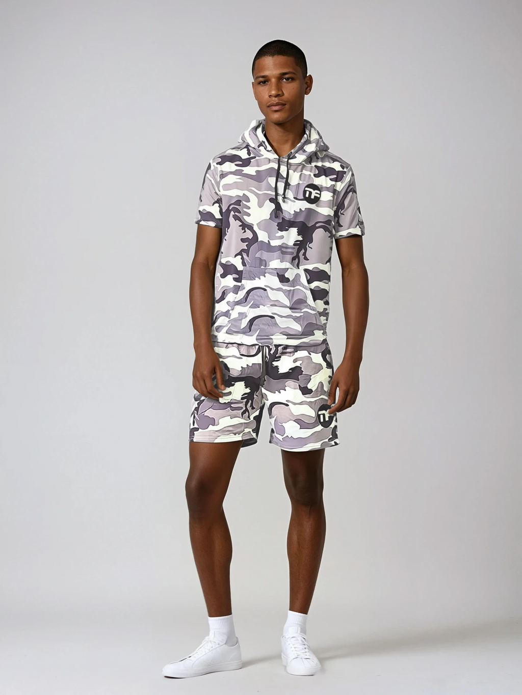 Two - Piece Hooded Athletic Shorts Set
