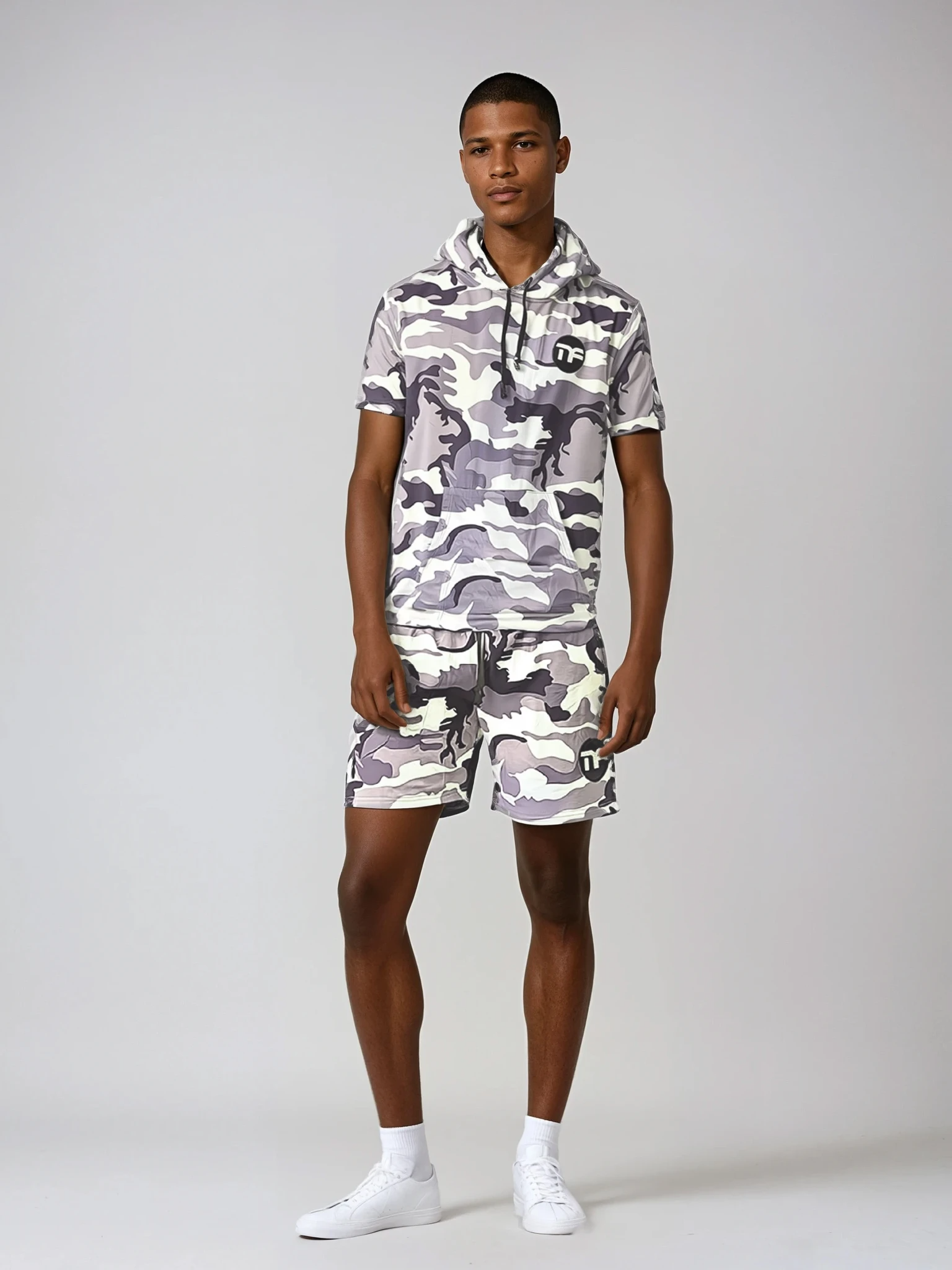 Two - Piece Hooded Athletic Shorts Set