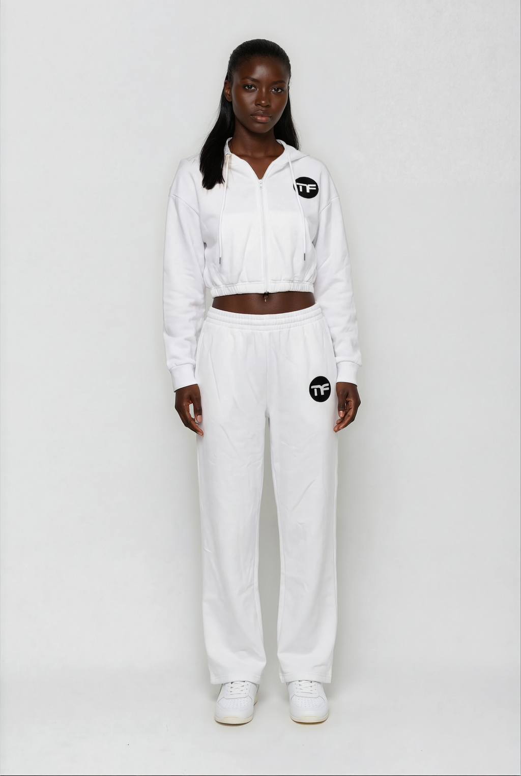 Women's 2-Piece Cropped Zip-Up Hoodie & Sweatpants Set