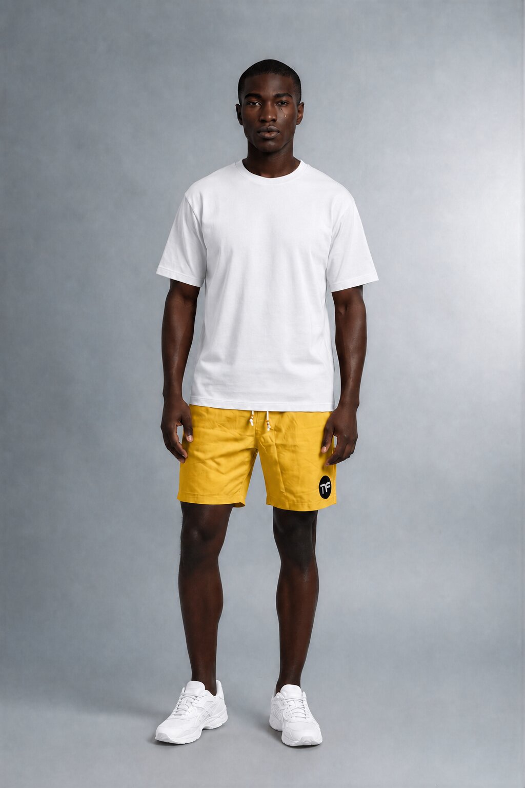 Men's Linen Blend Shorts with Elastic Waist Drawstring